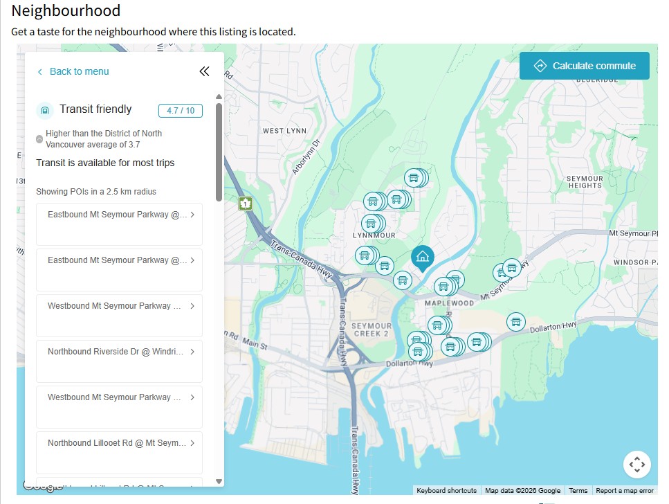 Map of transit stops nearby